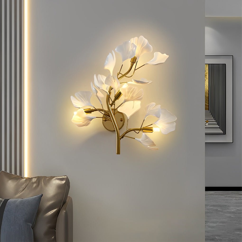 Leaves Branches 3 Step Dimming Gold Nordic Wall Lights Fixture