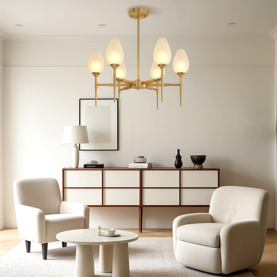 Glass Modern Chandelier Luxury Brass Minimalist Ceiling Light