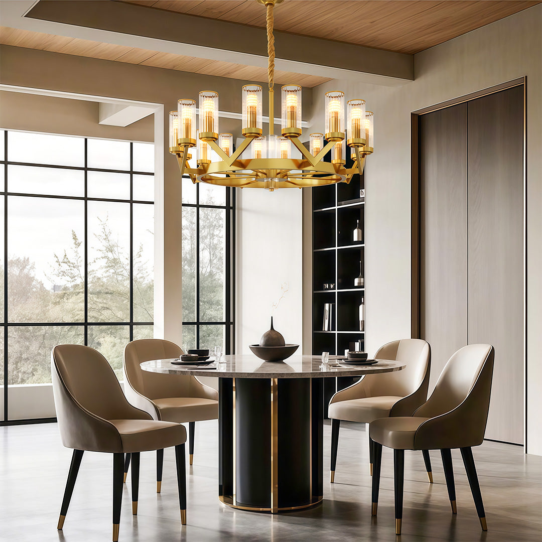 Glass Drop Chandelier High-End Luxury Copper Ceiling Light
