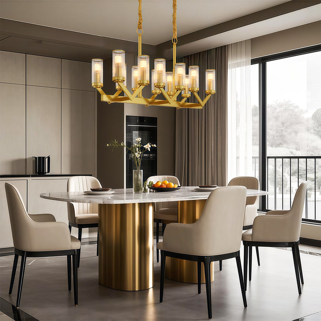 Glass Drop Chandelier High-End Luxury Copper Ceiling Light