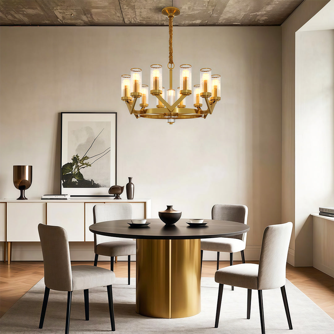 Glass Drop Chandelier High-End Luxury Copper Ceiling Light