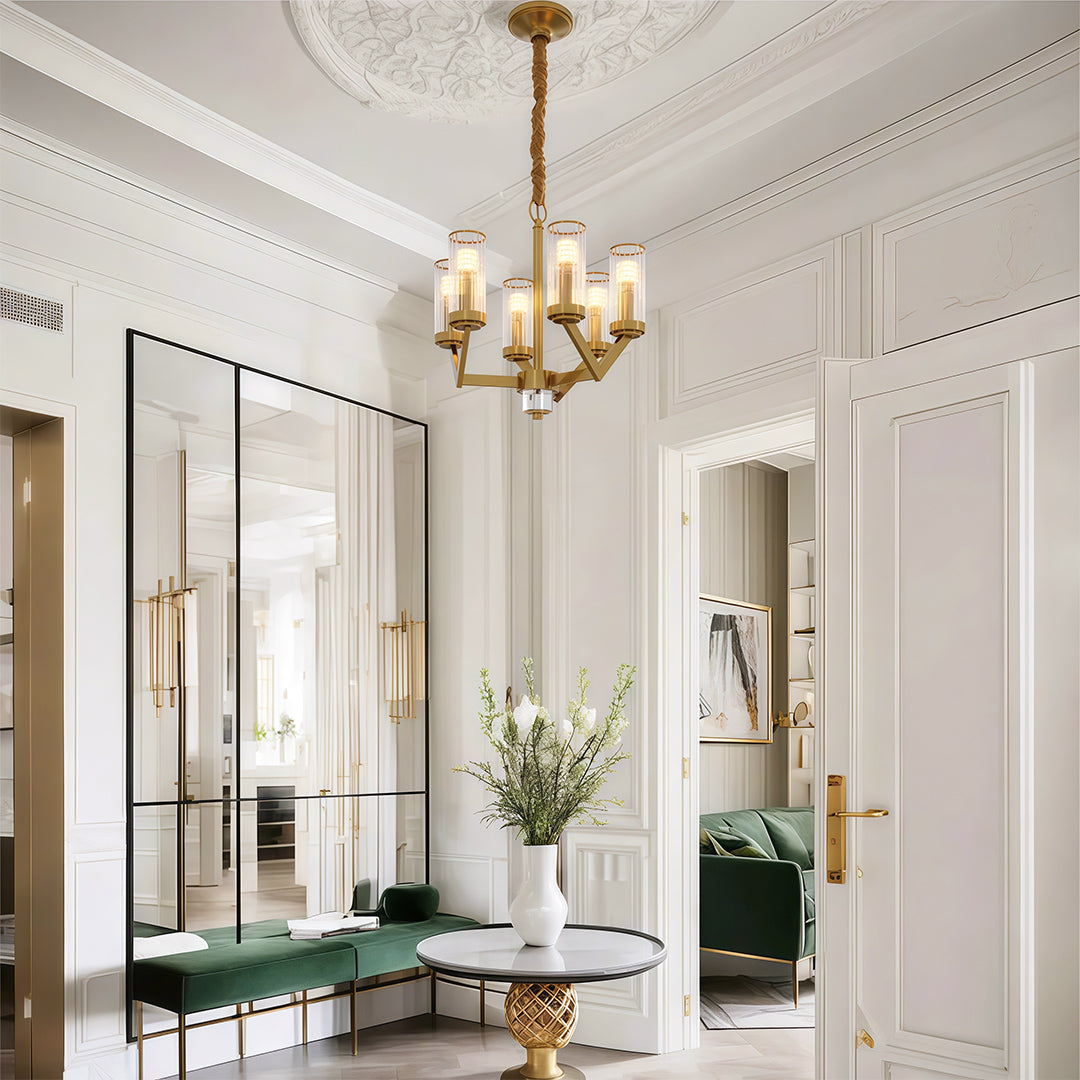 Glass Drop Chandelier High-End Luxury Copper Ceiling Light