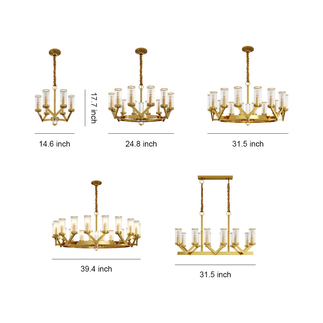 Glass Drop Chandelier High-End Luxury Copper Ceiling Light