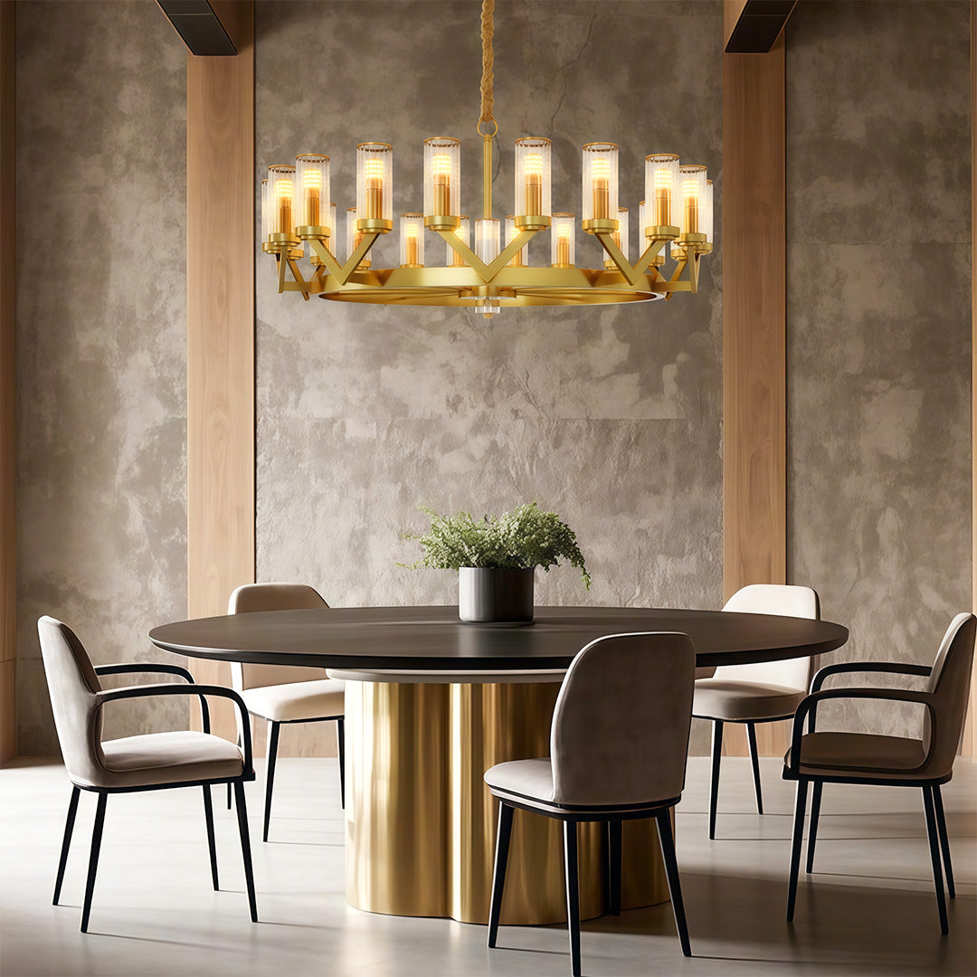 Glass Drop Chandelier High-End Luxury Copper Ceiling Light