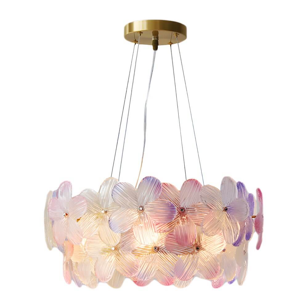 Glass Flower Chandelier French Glass Round Ceiling Light