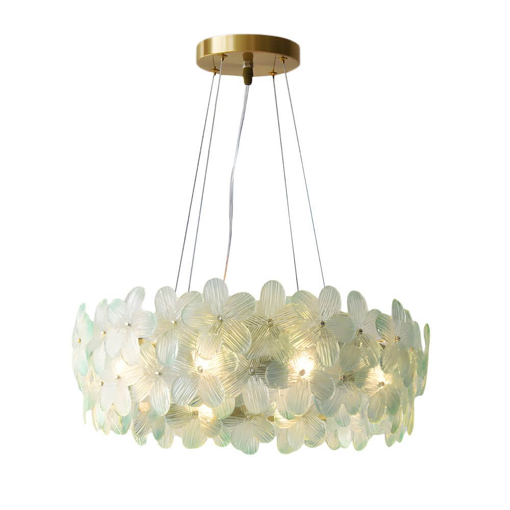 Glass Flower Chandelier French Glass Round Ceiling Light