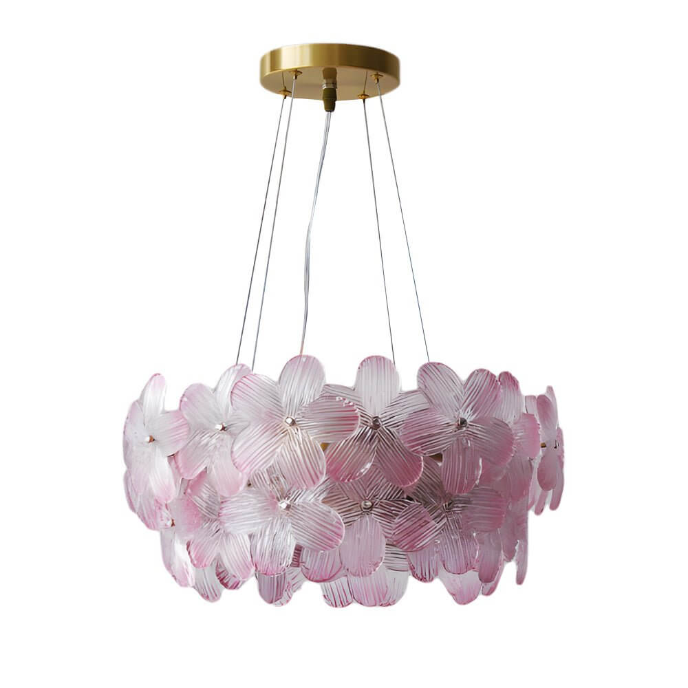 Glass Flower Chandelier French Glass Round Ceiling Light