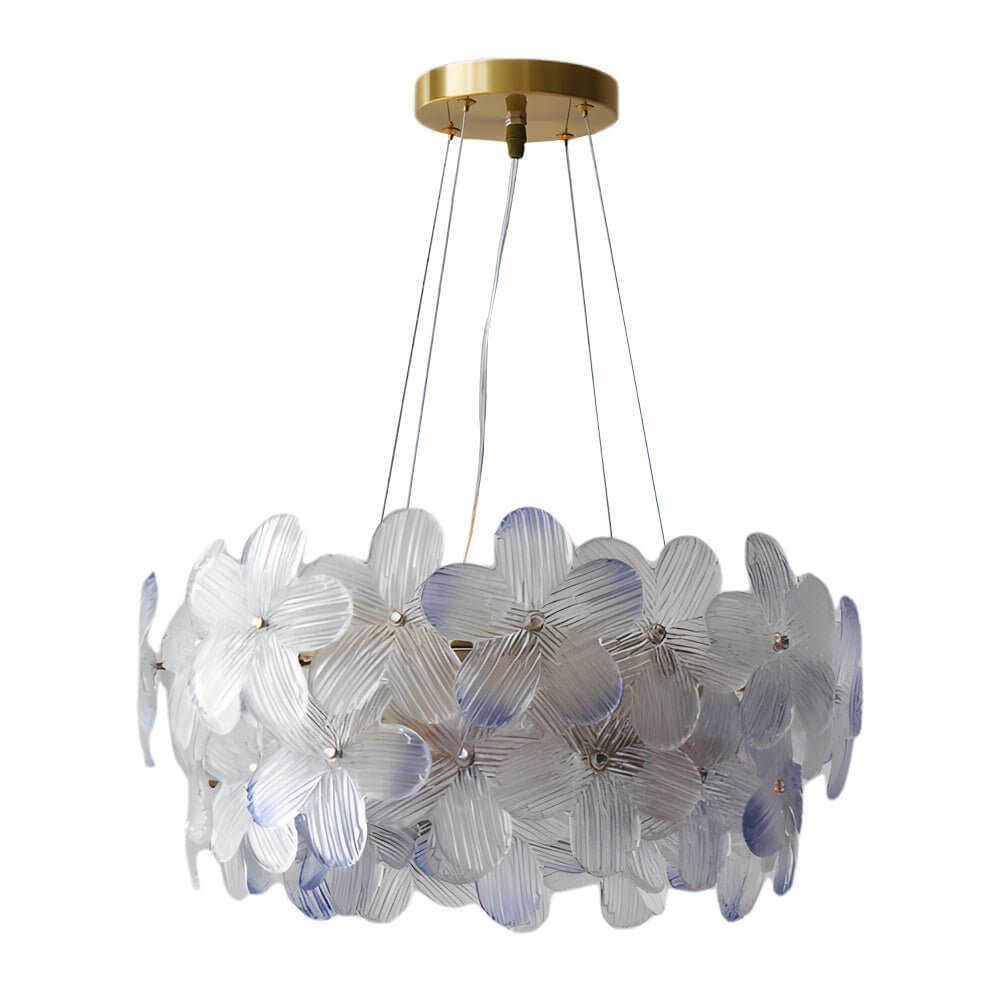 Glass Flower Chandelier French Glass Round Ceiling Light