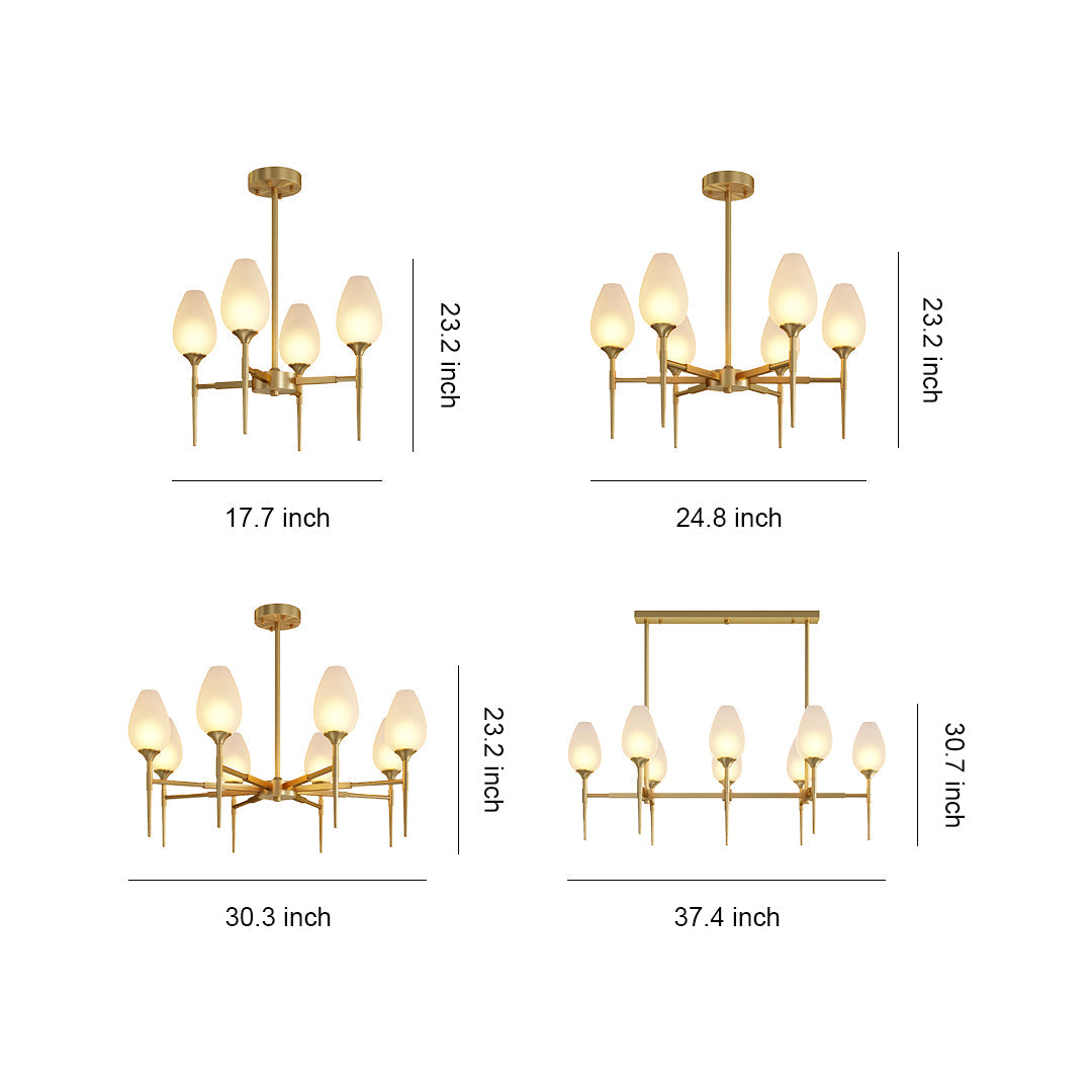 Glass Modern Chandelier Luxury Brass Minimalist Ceiling Light