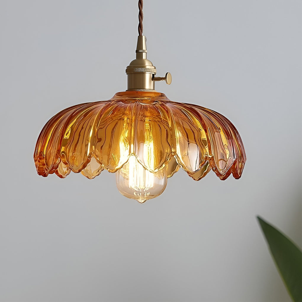 Glass Pendant Light Nordic Retro Floral Ceiling Light