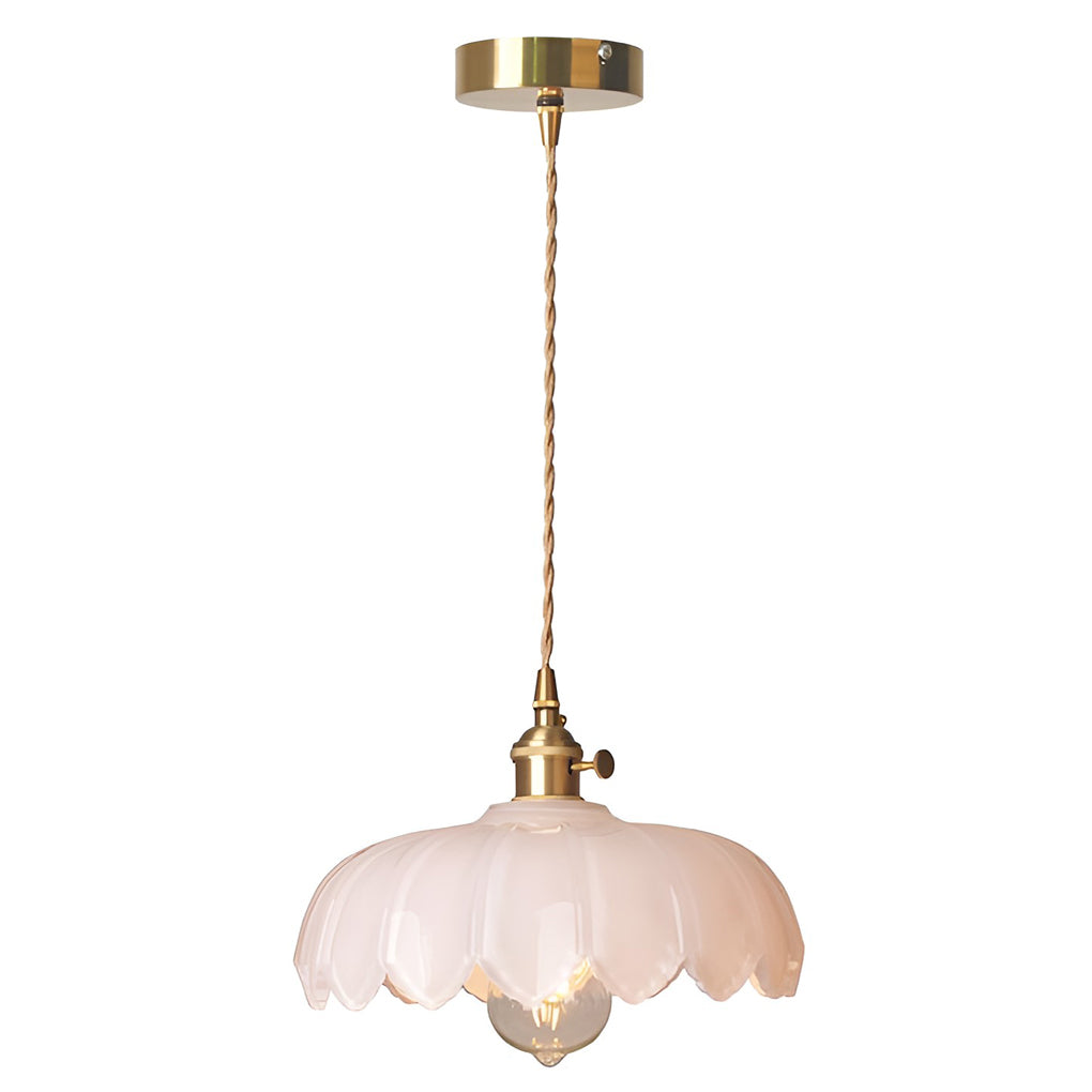 Glass Pendant Light Nordic Retro Floral Ceiling Light