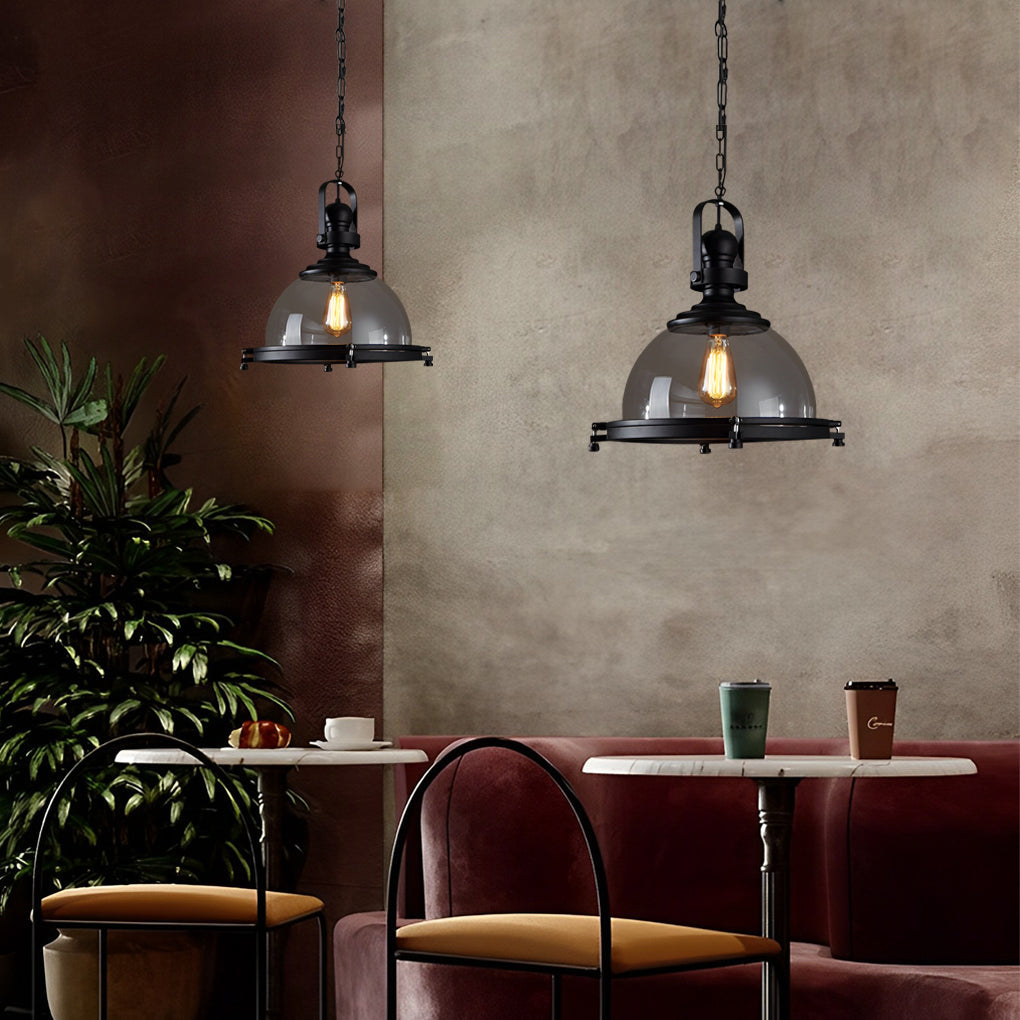 Glass Pendant Lights Kitchen Iron Industrial Black Ceiling Light