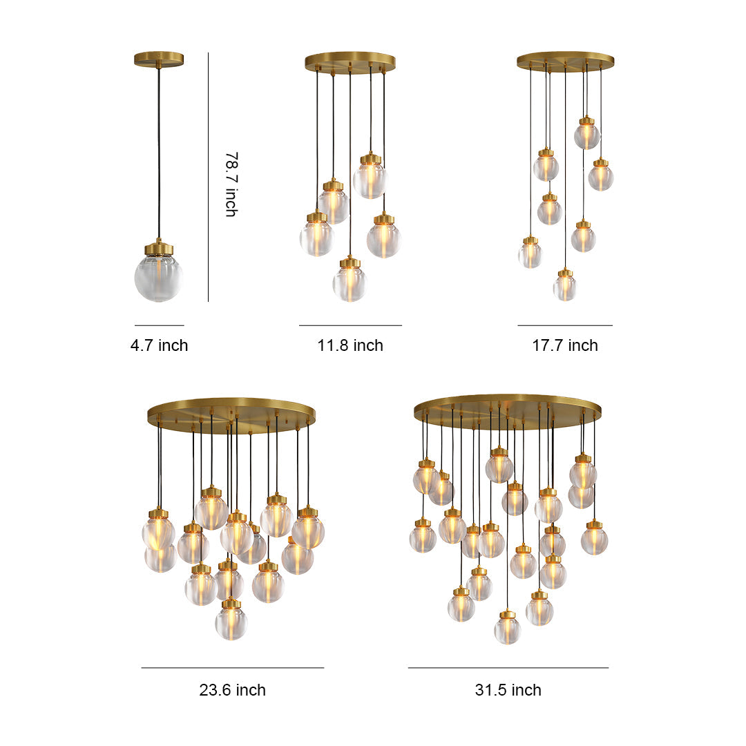 Modern Copper Chandelier Creative Luxury Glass Ceiling Light