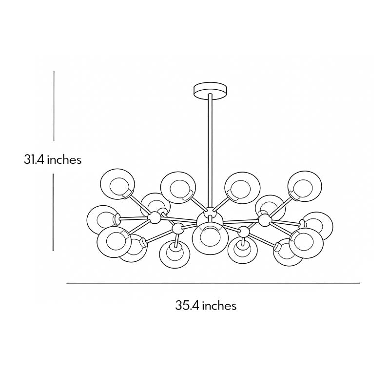 glass sputnik light Modern metal 15-Light Ceiling light