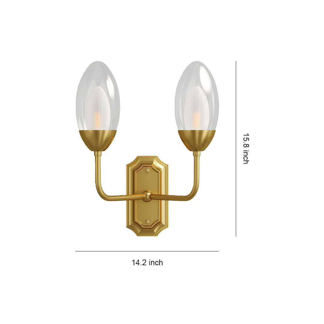 Glass Wall Light Modern Luxury Full Copper Dual Head Lamp