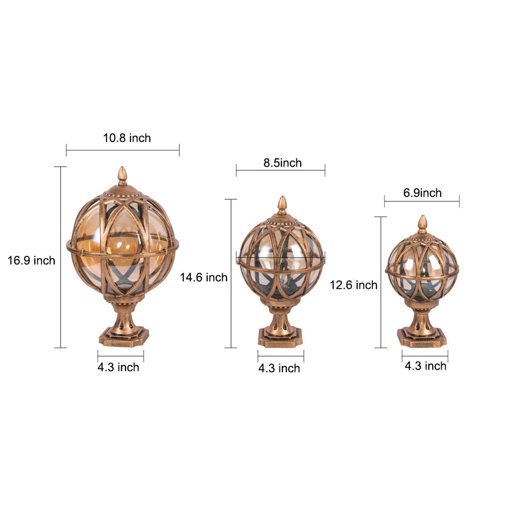 Globe Pillar Lights European Glass Waterproof Outdoor Lamp