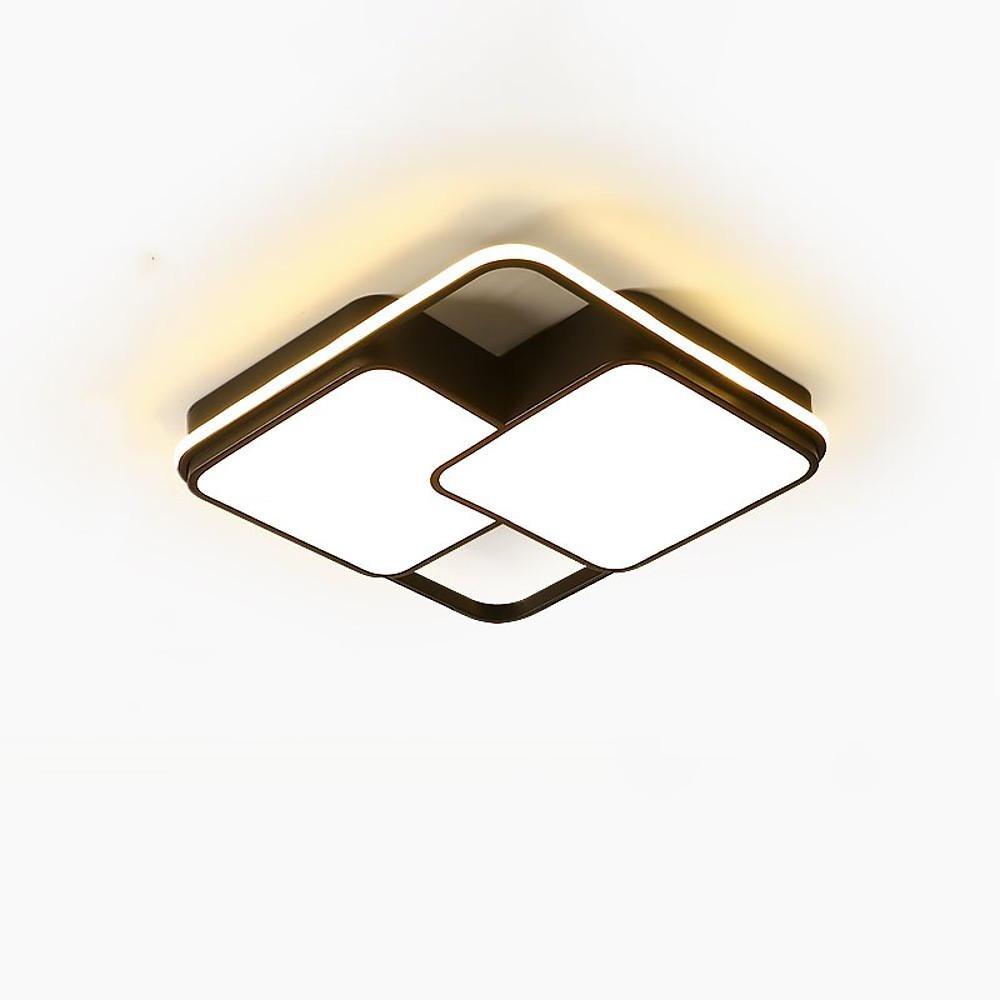 3 Square Dimmable LED Black Modern Flush Mount Ceiling Lighting for Bedroom