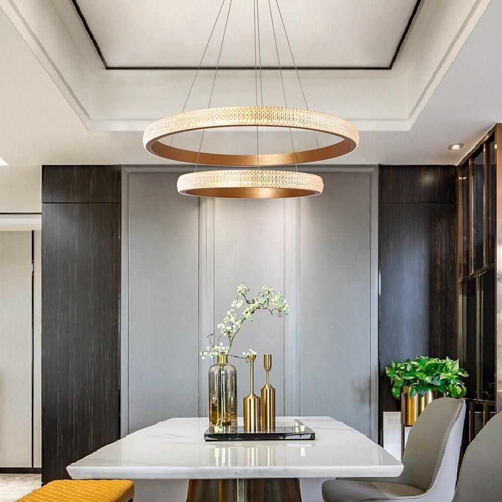 Circle Modern Ring Light Chandelier Aluminum Acrylic Kitchen Ceiling Light