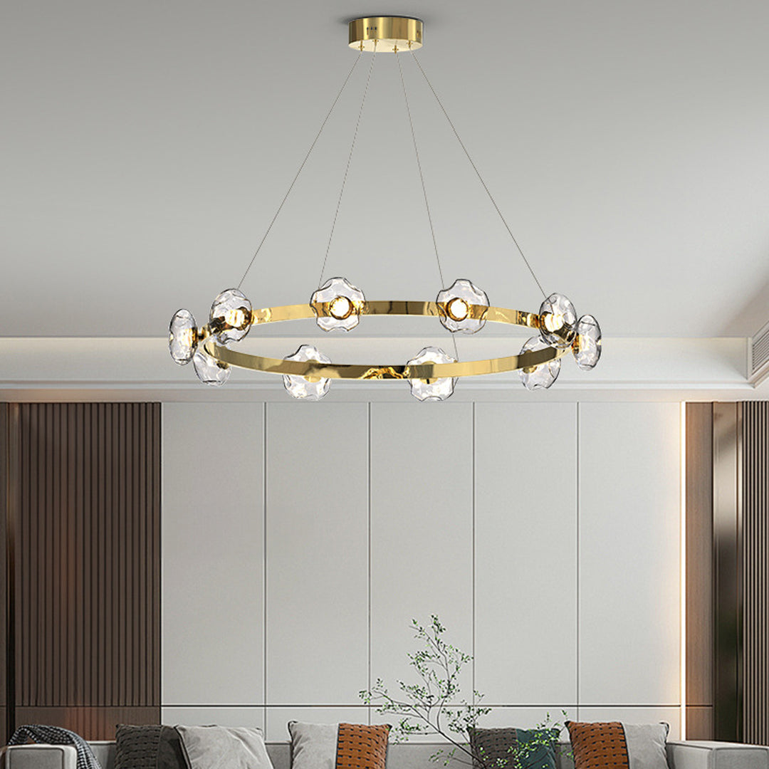 LED Dome Glass Ring Chandeliers Nordic Modern Ceiling Light