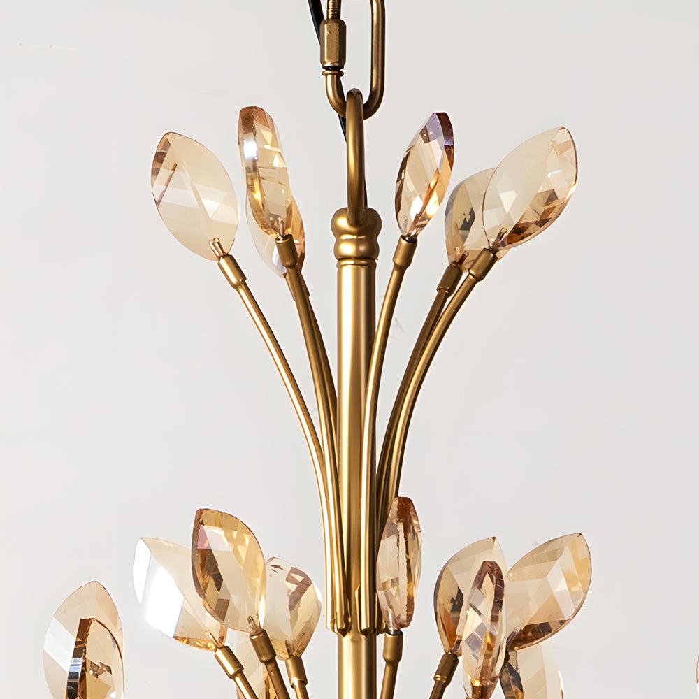 Gold Candlestick Chandelier Branch Crystal Ceiling Light