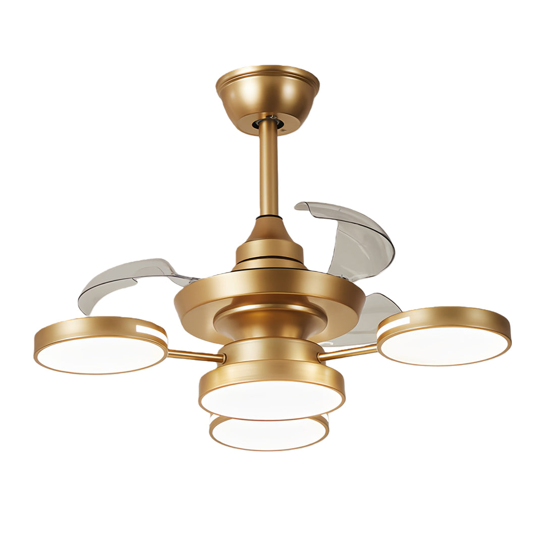Ceiling Fan with Four Lights French Vintage Iron Art 3-Blade Fan Lamp