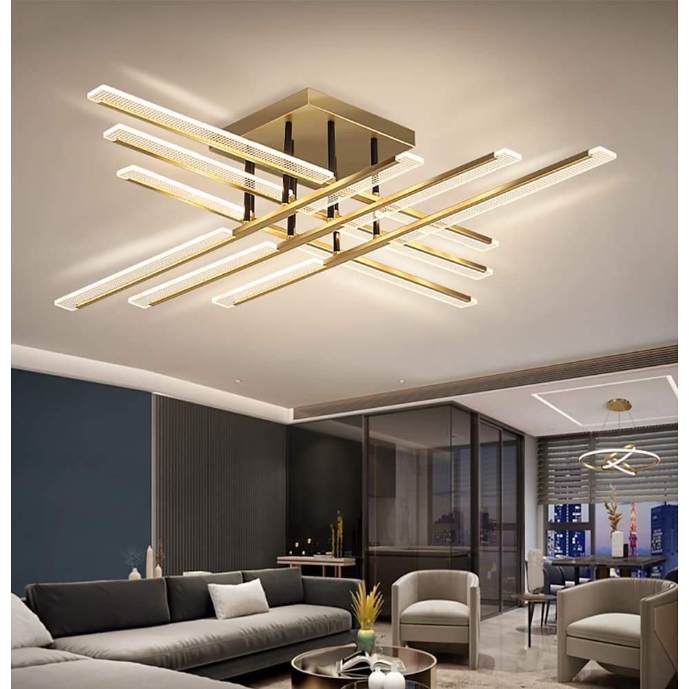 Gold Cross Ceiling Light Exquisite Metal LED Flat Light