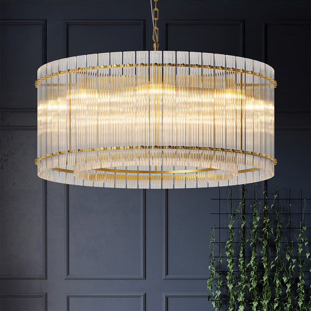 Glass Lamp Shade Chandelier Luxury Iron Ceiling Light