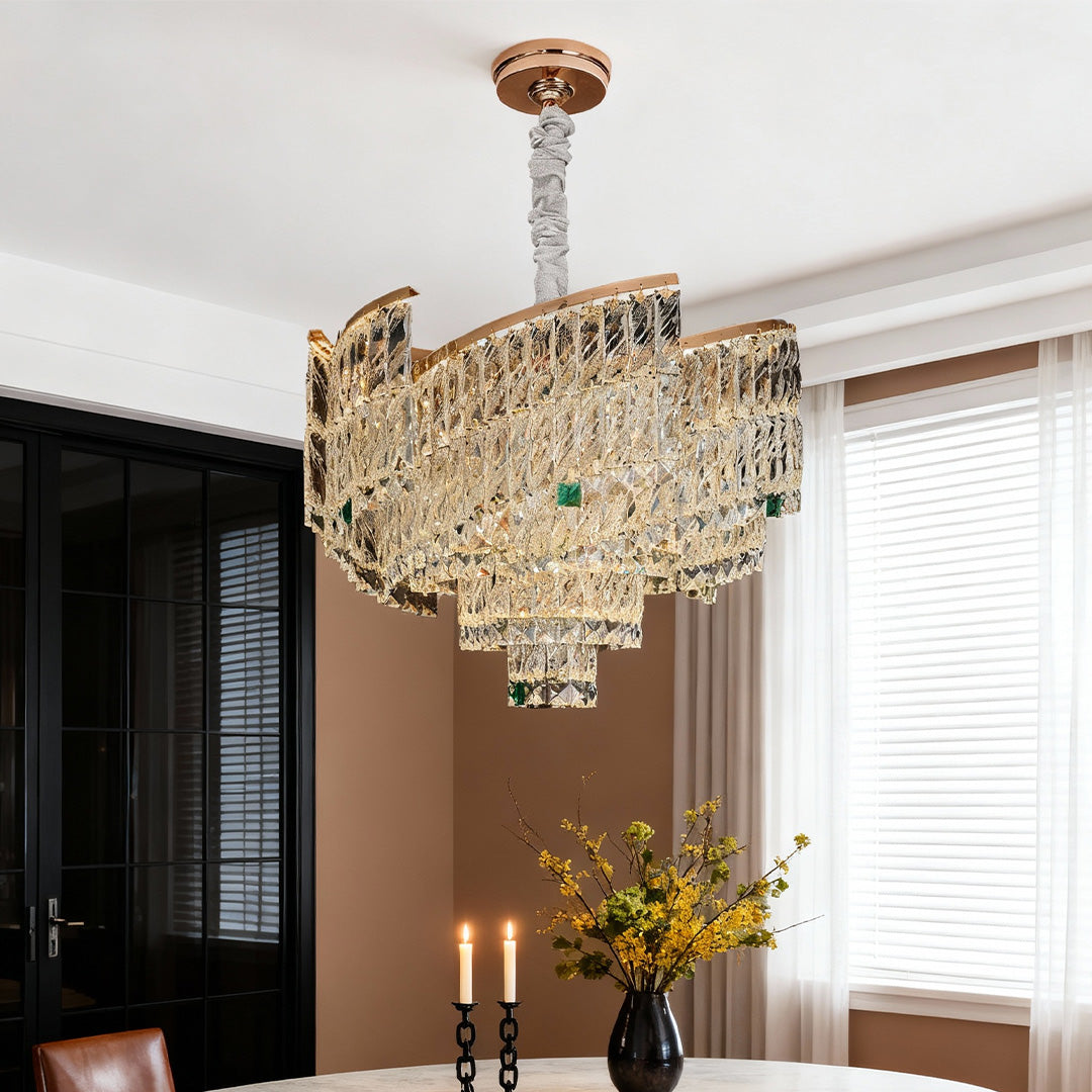 Crystal Pendant Chandelier Luxury Carbon Steel Ceiling Light