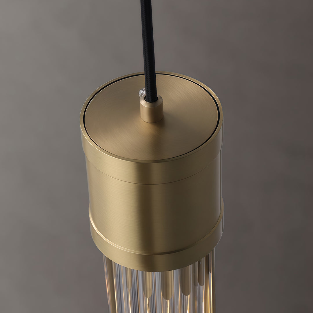Gold Cylinder Pendant Light Modern LED Crystal Ceiling Light