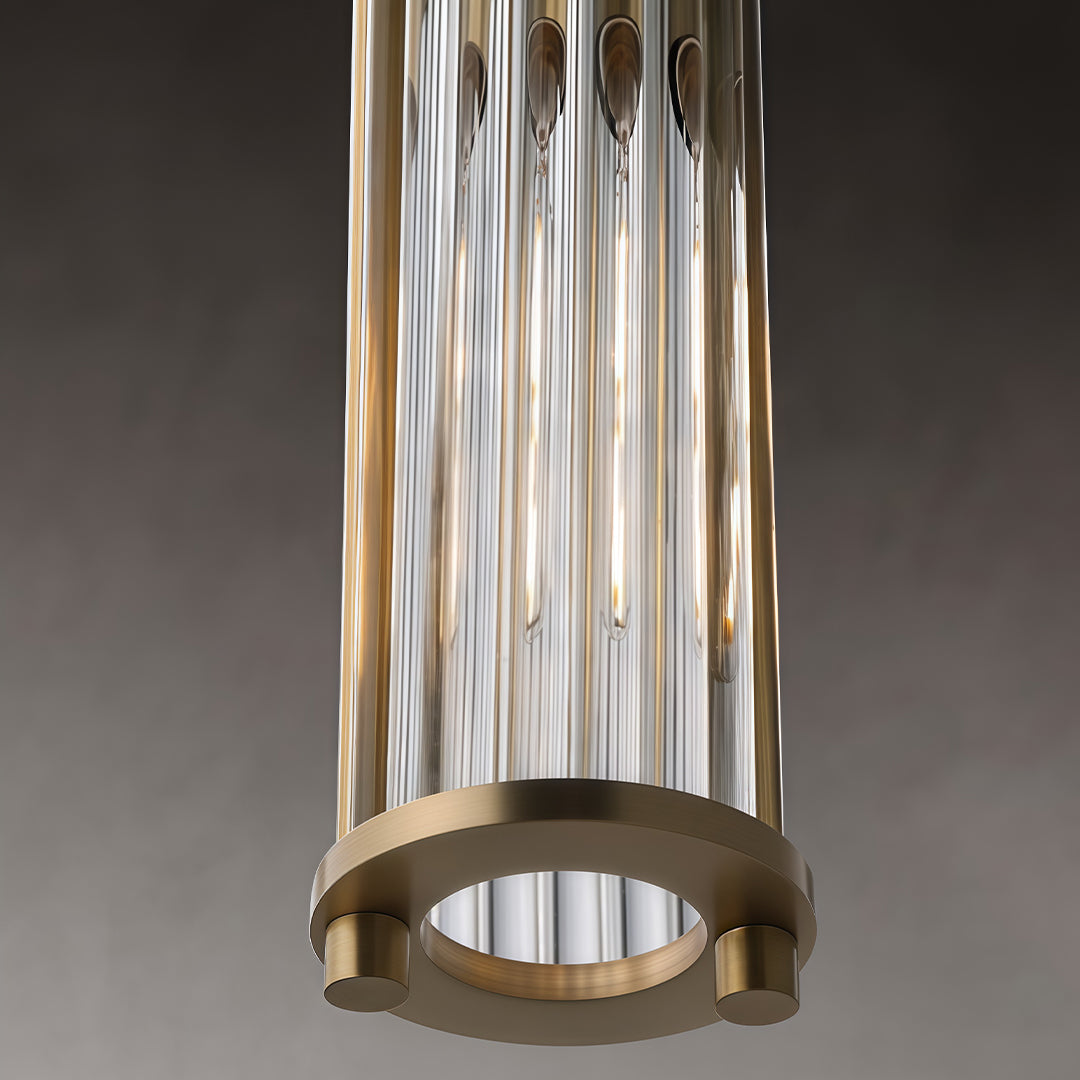 Gold Cylinder Pendant Light Modern LED Crystal Ceiling Light