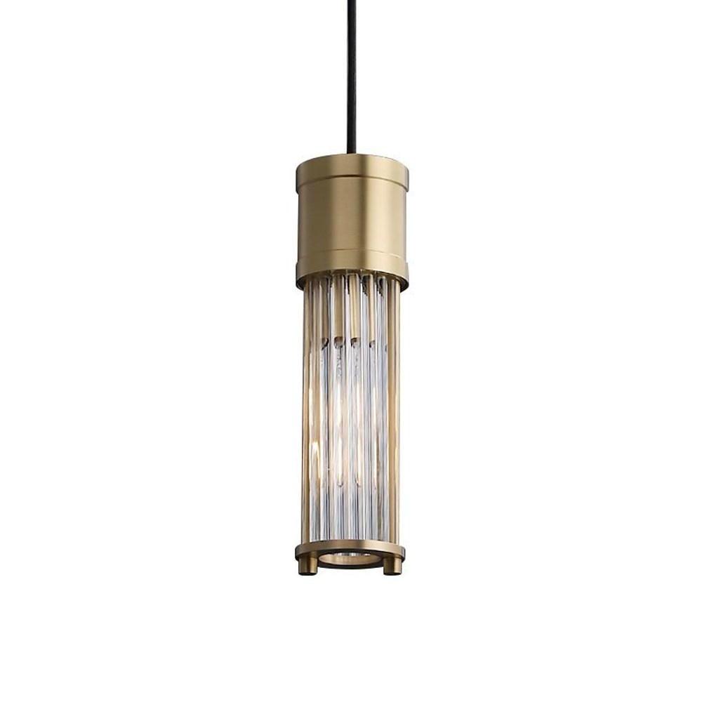 Gold Cylinder Pendant Light Modern LED Crystal Ceiling Light