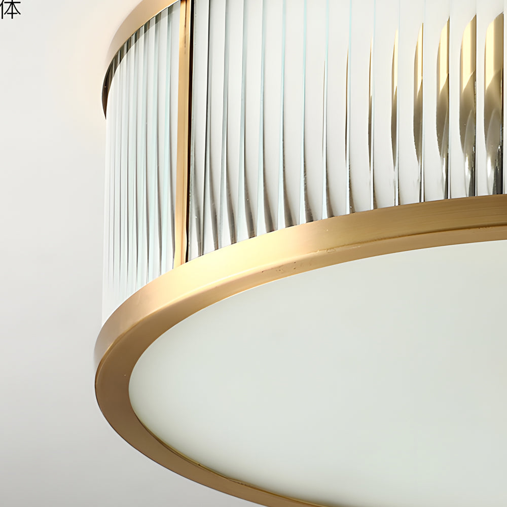 Gold Drum Ceiling Light American Style Cylindrical Brass Light