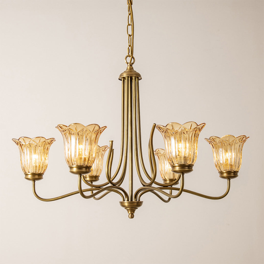 Gold Glass Chandelier Vintage Full Copper Glass Ceiling Light