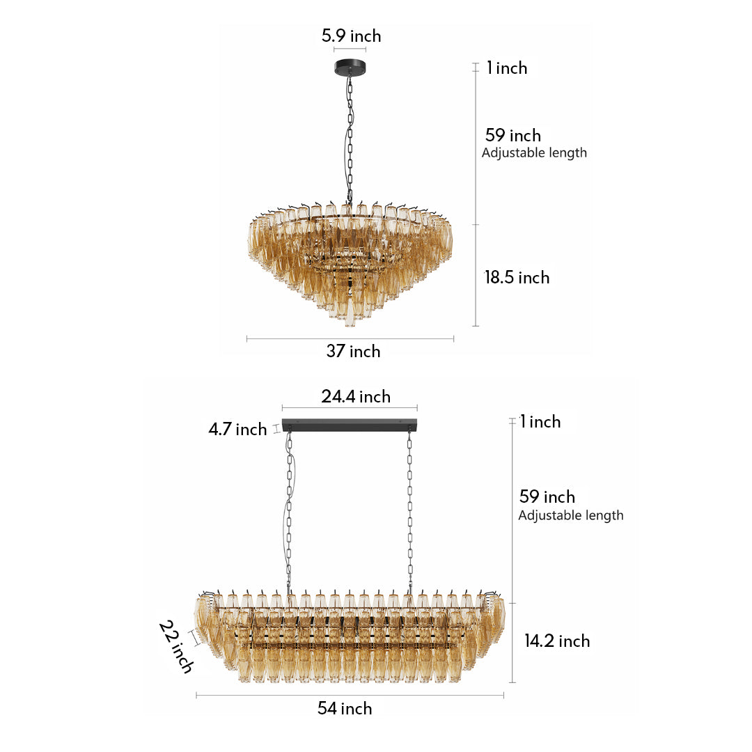 Glass Pendant Chandelier American Luxury Multi-head Ceiling Lights