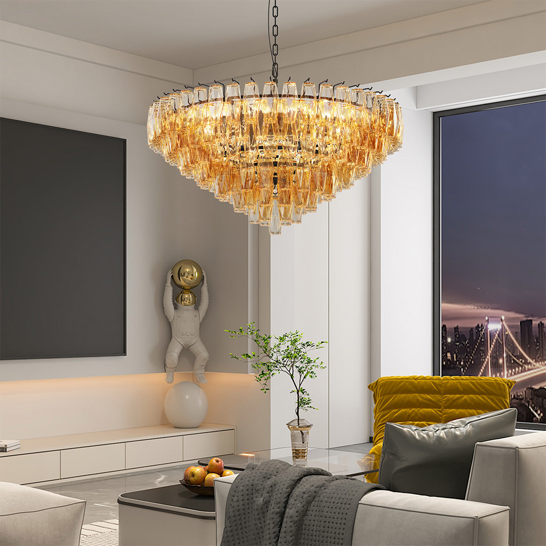 Glass Pendant Chandelier American Luxury Multi-head Ceiling Lights