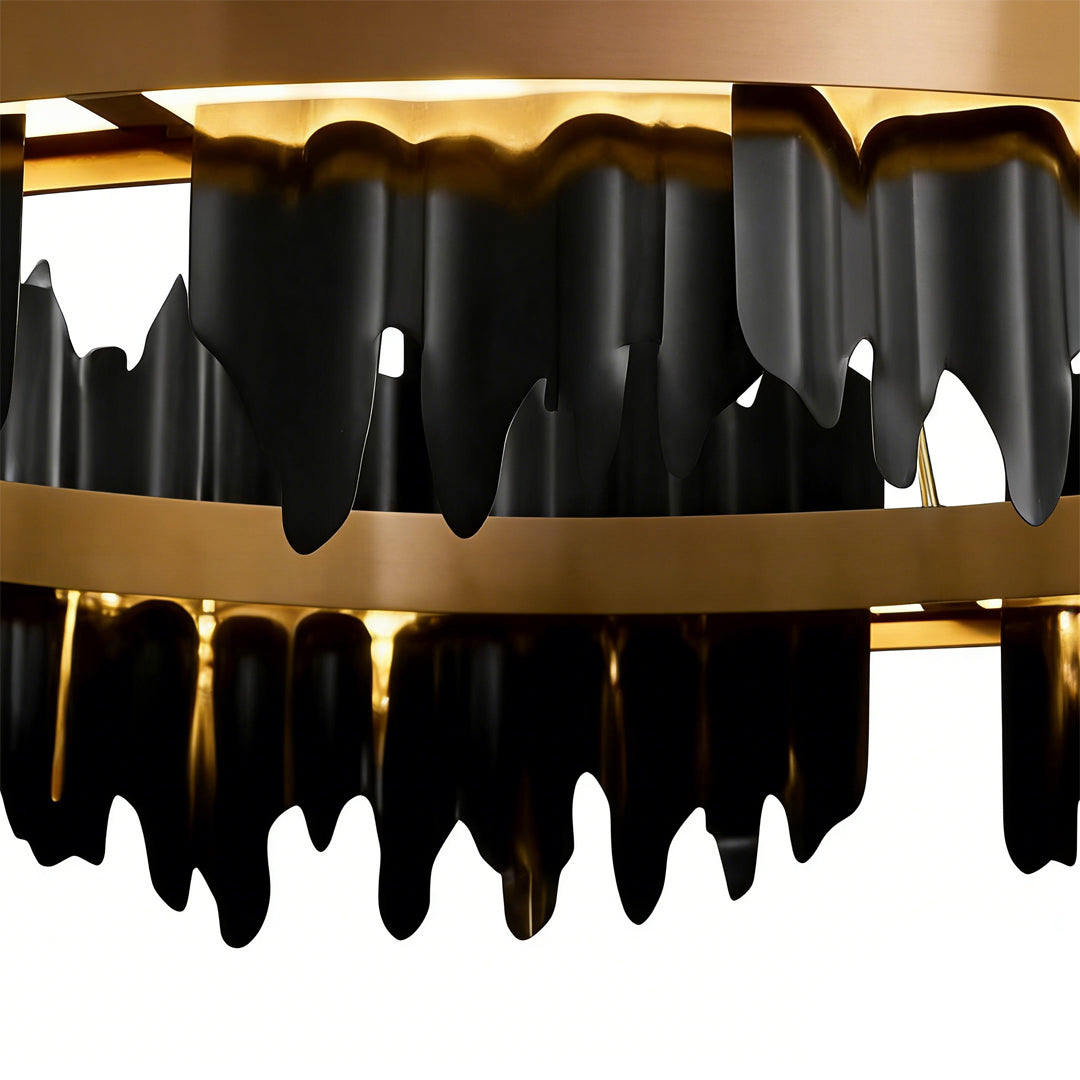 Gold Leaf Chandelier Modern Creative Metal Round LED Ceiling Light