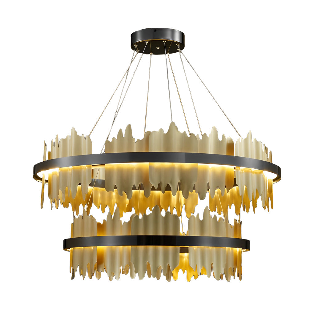 Gold Leaf Chandelier Modern Creative Metal Round LED Ceiling Light