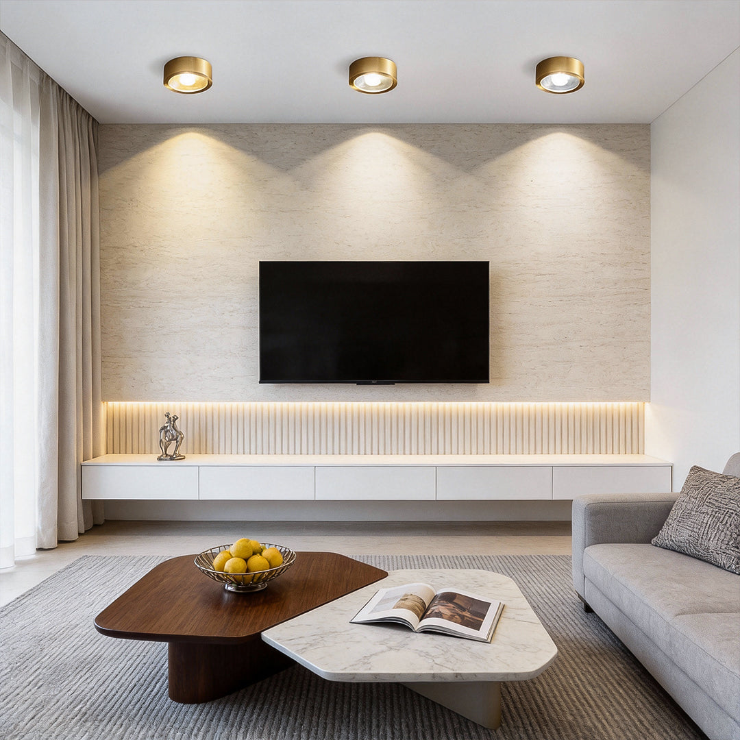 Gold Downlights Nordic Style Round LED Brass and Acrylic Light