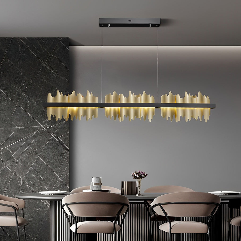 Gold Linear Pendant Light Modern Mountain Shape LED Ceiling Light