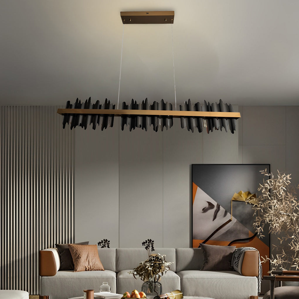 Gold Linear Pendant Light Modern Mountain Shape LED Ceiling Light