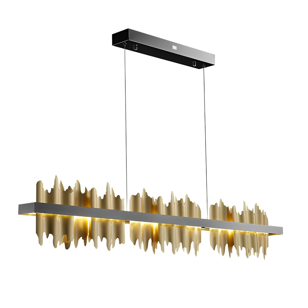Gold Linear Pendant Light Modern Mountain Shape LED Ceiling Light