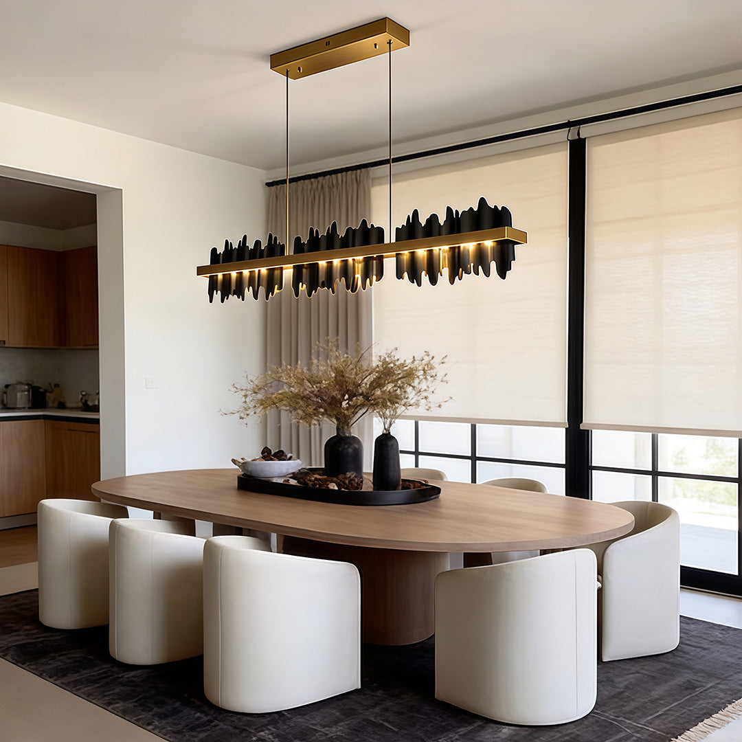 Gold Linear Pendant Light Modern Mountain Shape LED Ceiling Light