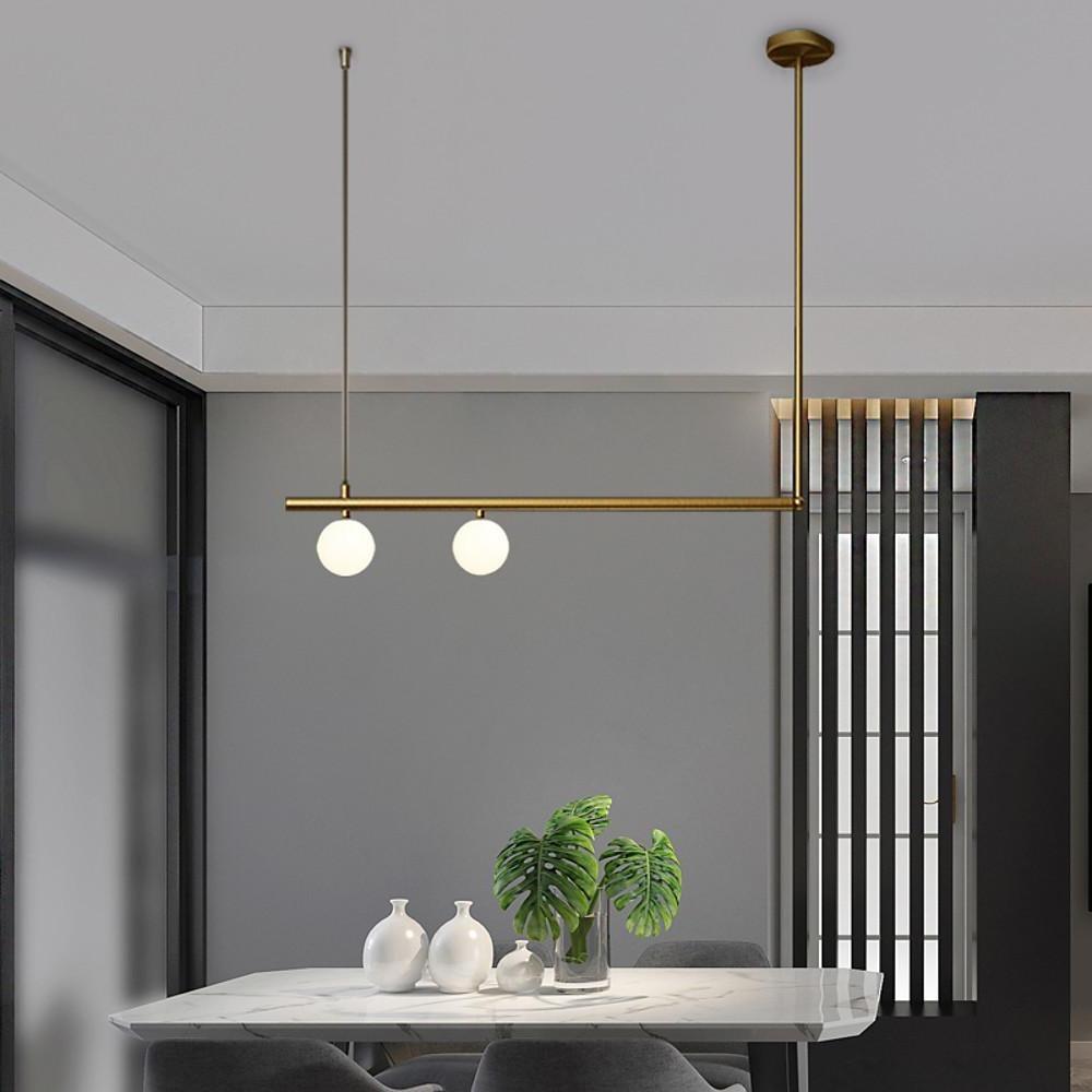Gold Linear Pendant Light Modern Copper Glass Ceiling Light