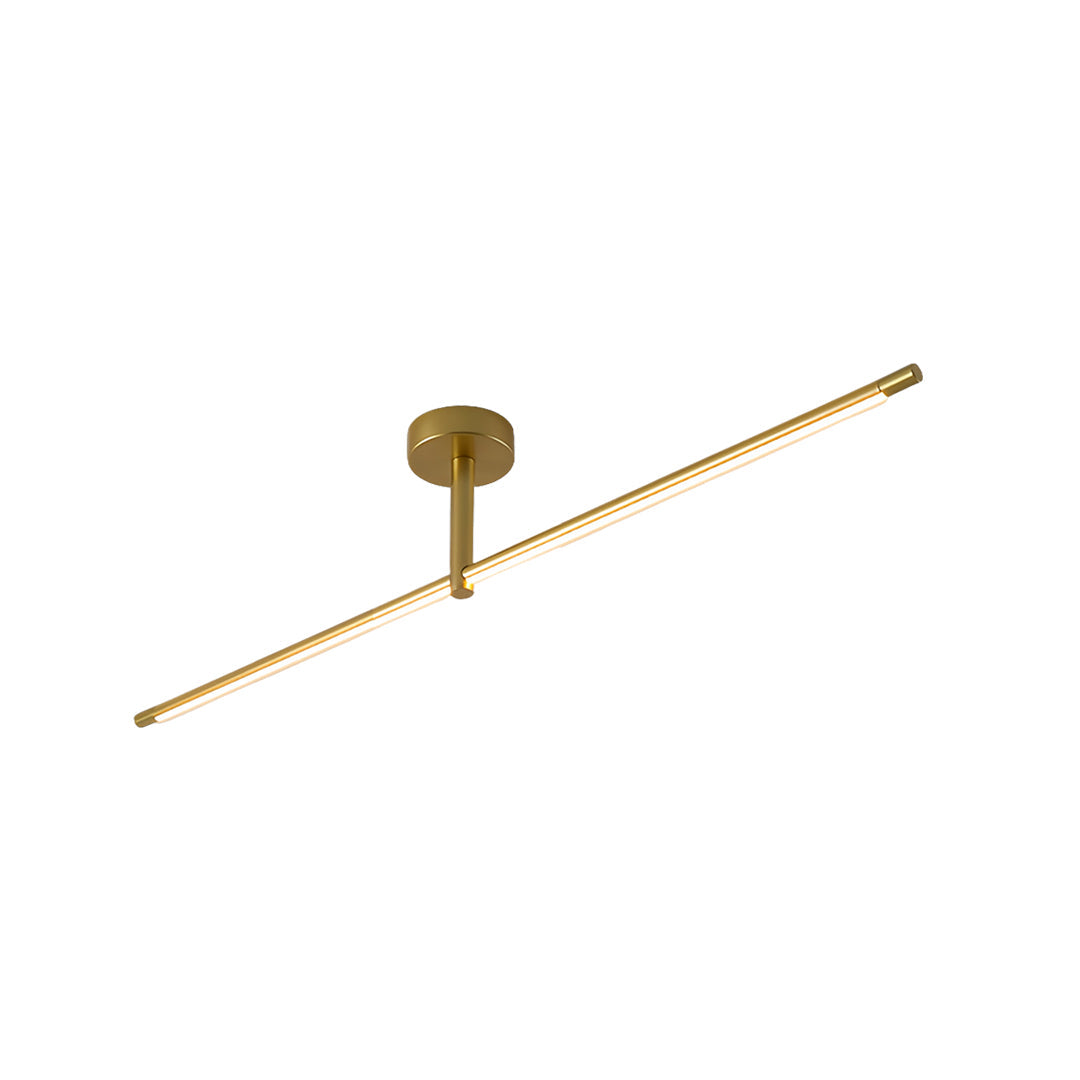 Linear Semi Flush Mount Light Minimalist Black Gold LED Ceiling Lamp
