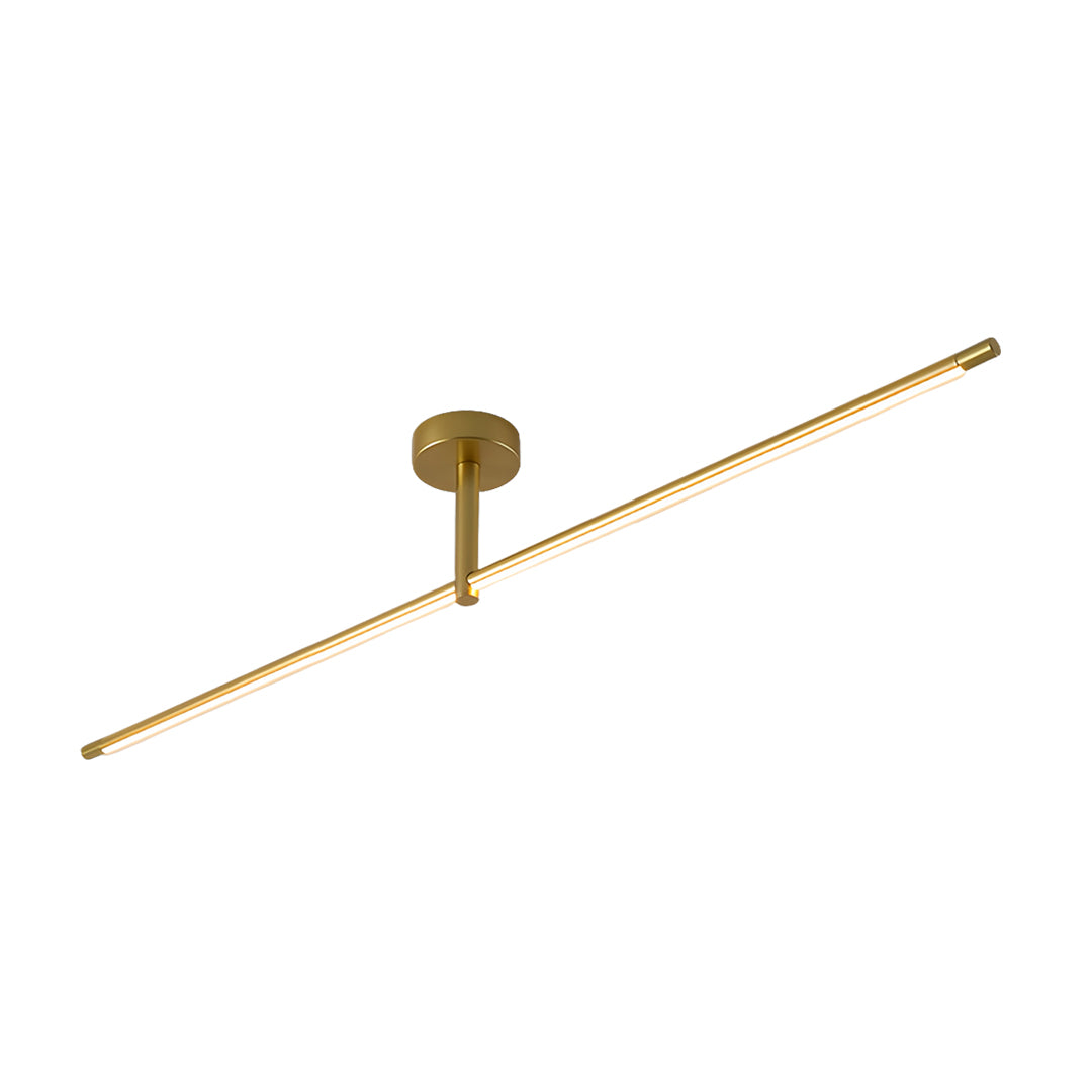 Linear Semi Flush Mount Light Minimalist Black Gold LED Ceiling Lamp