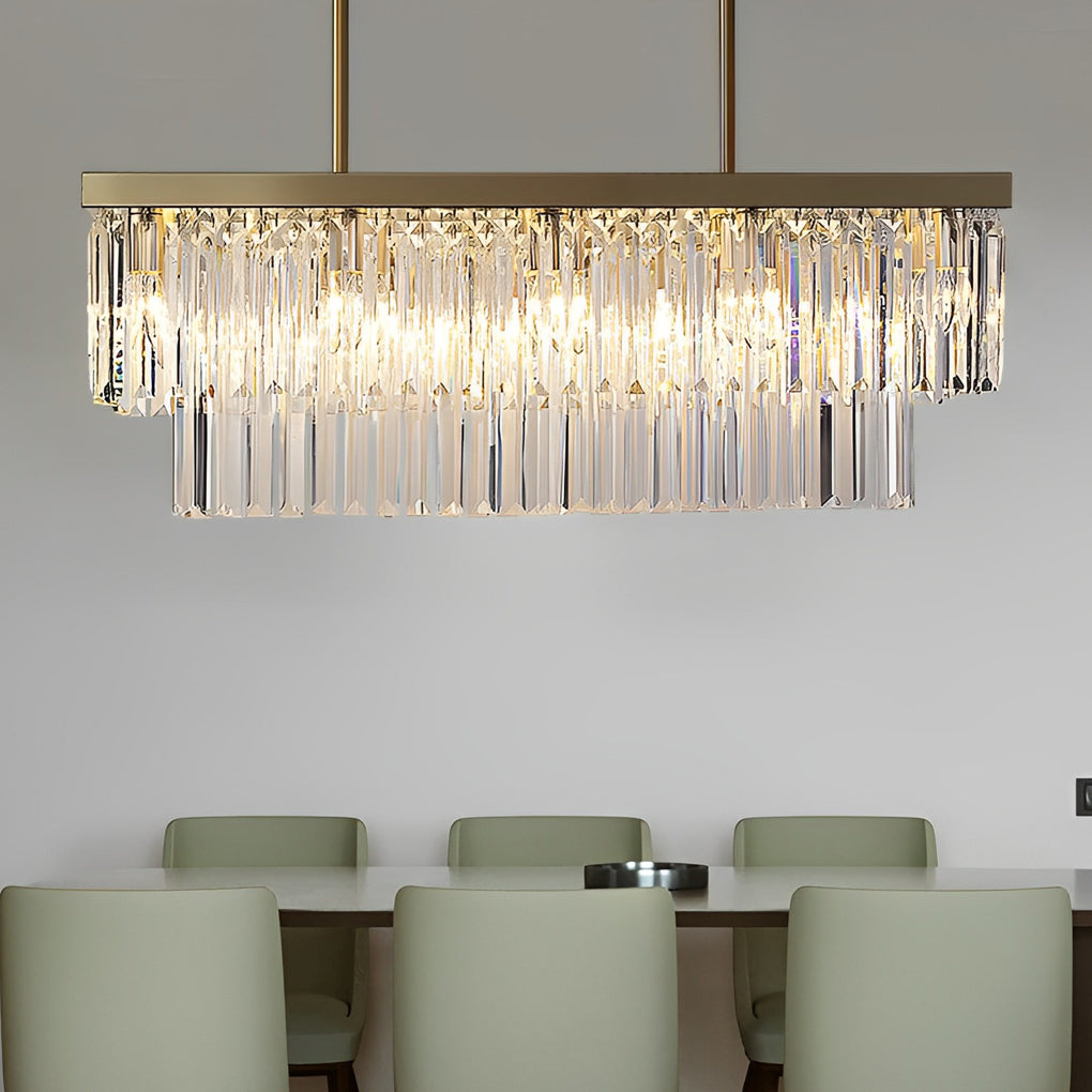 Gold Rectangular Chandelier Modern Crystal Ceiling Light
