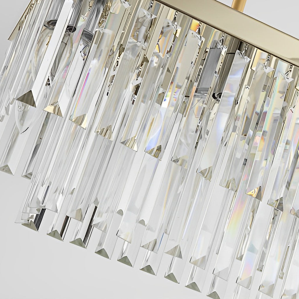 Gold Rectangular Chandelier Modern Crystal Ceiling Light