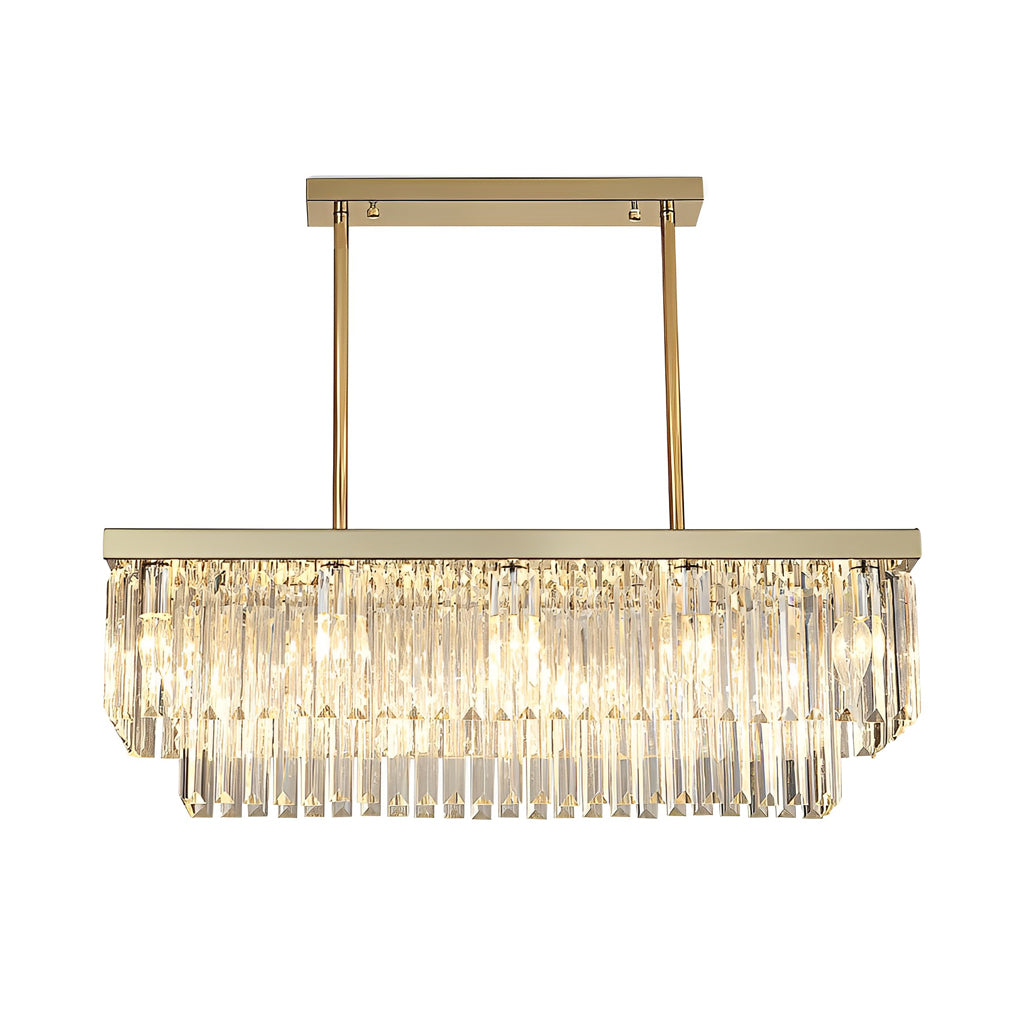Gold Rectangular Chandelier Modern Crystal Ceiling Light