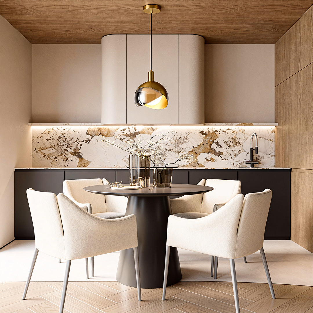 Gold Sphere Pendant Light Industrial Hemisphere Ceiling Light