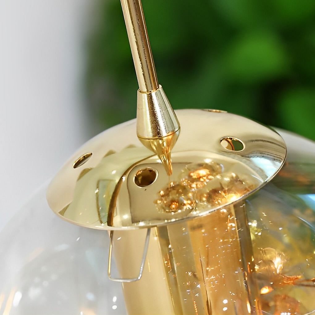 Gold Staircase Chandelier Cognac Glass Globe Ceiling Light